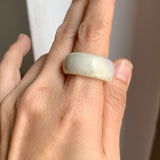 19.5mm A-Grade Natural Light Greenish Yellow Lavender Jadeite Ring Band No.161726