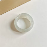 19.6mm A-Grade Natural White Green Jadeite Ring Band No.161674