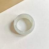 19.6mm A-Grade Natural White Green Jadeite Ring Band No.161674