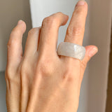 19.6mm A-Grade Natural White Green Jadeite Ring Band No.161674