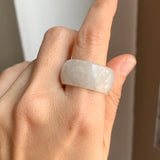 19.6mm A-Grade Natural White Green Jadeite Ring Band No.161674