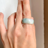 19.5mm A-Grade Natural Bluish Floral Jadeite Ring Band No.161643