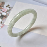 57mm A-Grade Natural Lavender Green Jadeite Traditional Round Bangle No. 151994