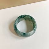 19.5mm A-Grade Natural Bluish Floral Jadeite Ring Band No.161632