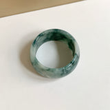 19.5mm A-Grade Natural Bluish Floral Jadeite Ring Band No.161632