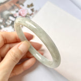 57mm A-Grade Natural Lavender Green Jadeite Traditional Round Bangle No. 151994