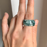 19.5mm A-Grade Natural Bluish Floral Jadeite Ring Band No.161632