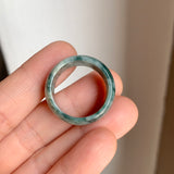 19.5mm A-Grade Natural Bluish Floral Jadeite Ring Band No.161632