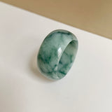 19.5mm A-Grade Natural Bluish Floral Jadeite Ring Band No.161633