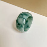 19.5mm A-Grade Natural Bluish Floral Jadeite Ring Band No.161633