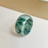 19.5mm A-Grade Natural Bluish Floral Jadeite Ring Band No.161633