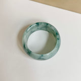 19.5mm A-Grade Natural Bluish Floral Jadeite Ring Band No.161633