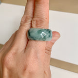 19.5mm A-Grade Natural Bluish Floral Jadeite Ring Band No.161633