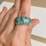 19.5mm A-Grade Natural Bluish Floral Jadeite Ring Band No.161633