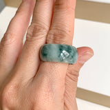 19.5mm A-Grade Natural Bluish Floral Jadeite Ring Band No.161633