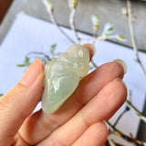 A-Grade Natural Green Yellow Jadeite Peach Monkey Pendant No.172125