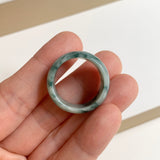 19.5mm A-Grade Natural Bluish Floral Jadeite Ring Band No.161633