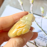 A-Grade Natural Green Yellow Jadeite Peach Monkey Pendant No.172125