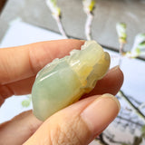 A-Grade Natural Green Yellow Jadeite Peach Monkey Pendant No.172125