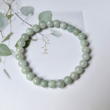 7.8mm A-Grade Natural Light Green Jadeite Beaded Bracelet No.190432