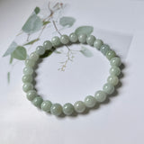 7.8mm A-Grade Natural Light Green Jadeite Beaded Bracelet No.190432