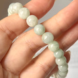 7.8mm A-Grade Natural Light Green Jadeite Beaded Bracelet No.190432