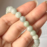 7.8mm A-Grade Natural Light Green Jadeite Beaded Bracelet No.190432