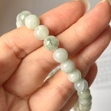 7.8mm A-Grade Natural Light Green Jadeite Beaded Bracelet No.190432