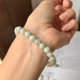 7.8mm A-Grade Natural Light Green Jadeite Beaded Bracelet No.190432