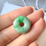 A-Grade Natural Moss on Snow Jadeite Bagel Piece No.172126