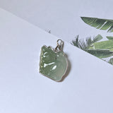 A-Grade Natural Bluish Floral Jadeite Cat Charm No. 172454