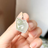 A-Grade Natural Bluish Floral Jadeite Cat Charm No. 172454