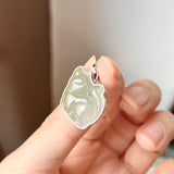 A-Grade Natural Bluish Floral Jadeite Cat Charm No. 172454