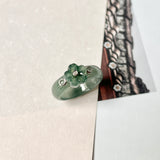 15.6mm A-Grade Natural Jadeite Joseon Dynasty Plum Blossom Ring (Maehwa) No.162417