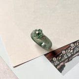 15.6mm A-Grade Natural Jadeite Joseon Dynasty Plum Blossom Ring (Maehwa) No.162417