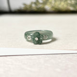 15.6mm A-Grade Natural Jadeite Joseon Dynasty Plum Blossom Ring (Maehwa) No.162417