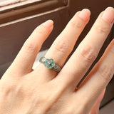 15.6mm A-Grade Natural Jadeite Joseon Dynasty Plum Blossom Ring (Maehwa) No.162417