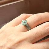 15.6mm A-Grade Natural Jadeite Joseon Dynasty Plum Blossom Ring (Maehwa) No.162417