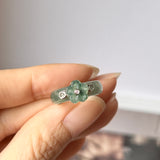 15.6mm A-Grade Natural Jadeite Joseon Dynasty Plum Blossom Ring (Maehwa) No.162417