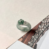 15.6mm A-Grade Natural Jadeite Joseon Dynasty Plum Blossom Ring (Maehwa) No.162418