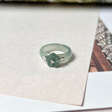 15.6mm A-Grade Natural Jadeite Joseon Dynasty Plum Blossom Ring (Maehwa) No.162419