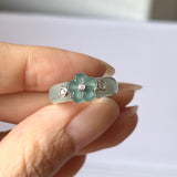 15.6mm A-Grade Natural Jadeite Joseon Dynasty Plum Blossom Ring (Maehwa) No.162419