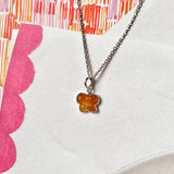 A-Grade Natural Orangey Yellow Jadeite Bow Charm No. 172467