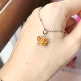 A-Grade Natural Orangey Yellow Jadeite Bow Charm No. 172467