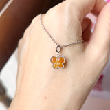 A-Grade Natural Orangey Yellow Jadeite Bow Charm No. 172467