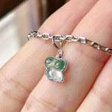 Icy A-Grade Natural Floral Jadeite Bow Charm No. 172469