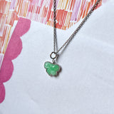 A-Grade Natural Moss On Snow Jadeite Bow Charm No. 172468