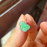 A-Grade Natural Moss On Snow Jadeite Bow Charm No. 172468