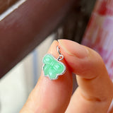 A-Grade Natural Moss On Snow Jadeite Bow Charm No. 172468