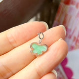 A-Grade Natural Moss On Snow Jadeite Bow Charm No. 172468